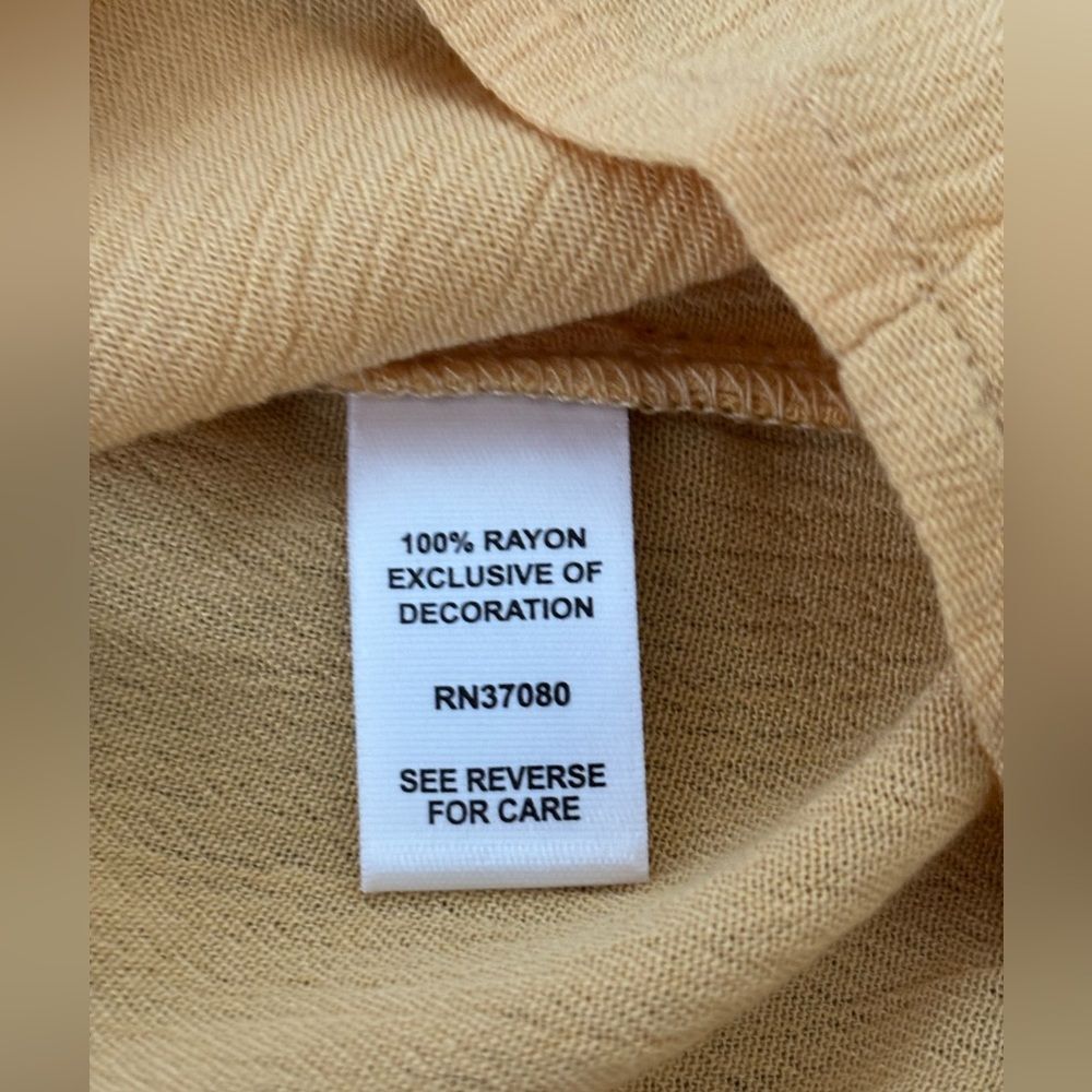 Boho Off Shoulder Tie Sleeve Mustard Yellow Top - Picture 4 of 9
